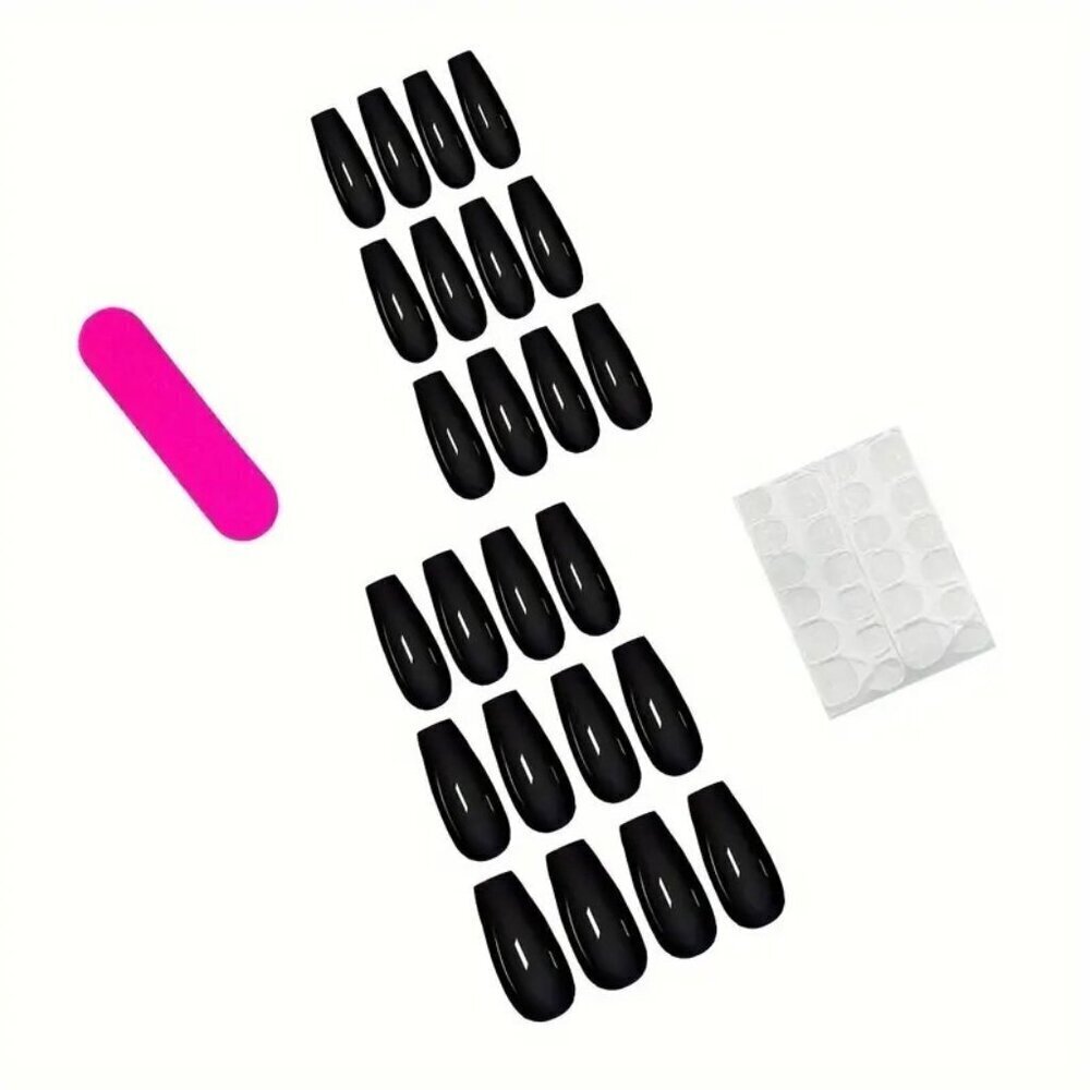 24pcs Long Coffin Press-On Nails – Square Shape | Easy Application Jelly Glue - Picture 5 of 6